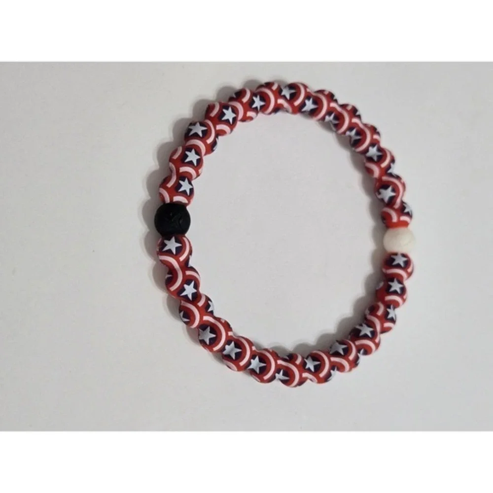 Lokai Bracelet Captain America Marvel Shield Red White Blue Silicone Large